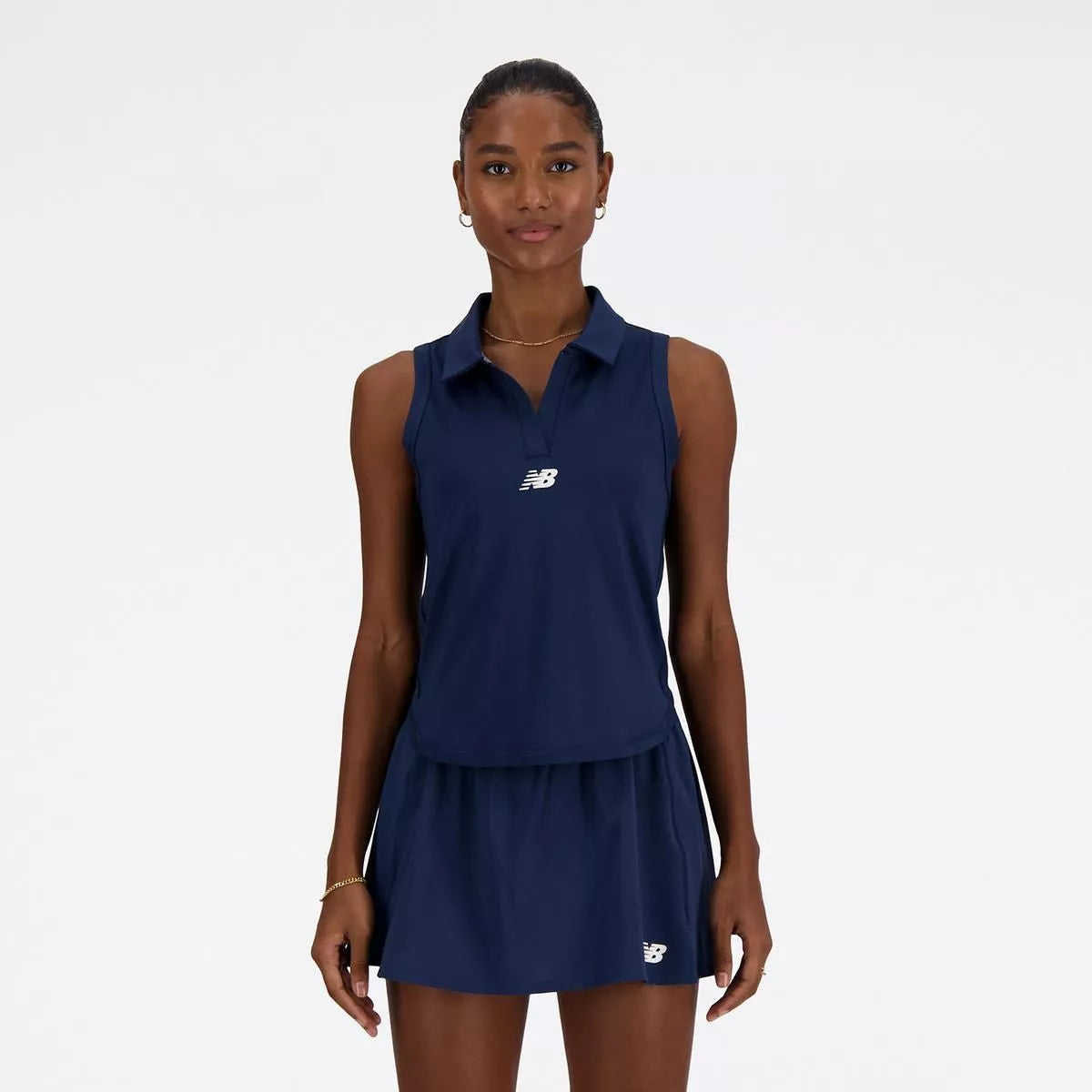 Polera Sin Mangas Tenis Mujer New Balance Collared Tournament Tank Azul