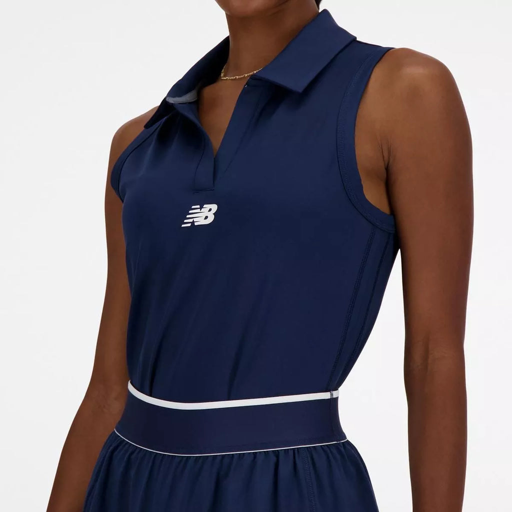 Polera Sin Mangas Tenis Mujer New Balance Collared Tournament Tank Azul