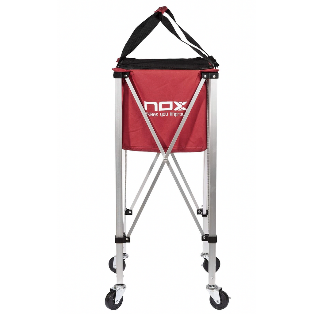 CANASTO DE PELOTAS NOX PLEGABLE CON RUEDAS ROJO