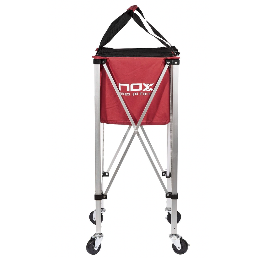 CANASTO DE PELOTAS NOX PLEGABLE CON RUEDAS ROJO