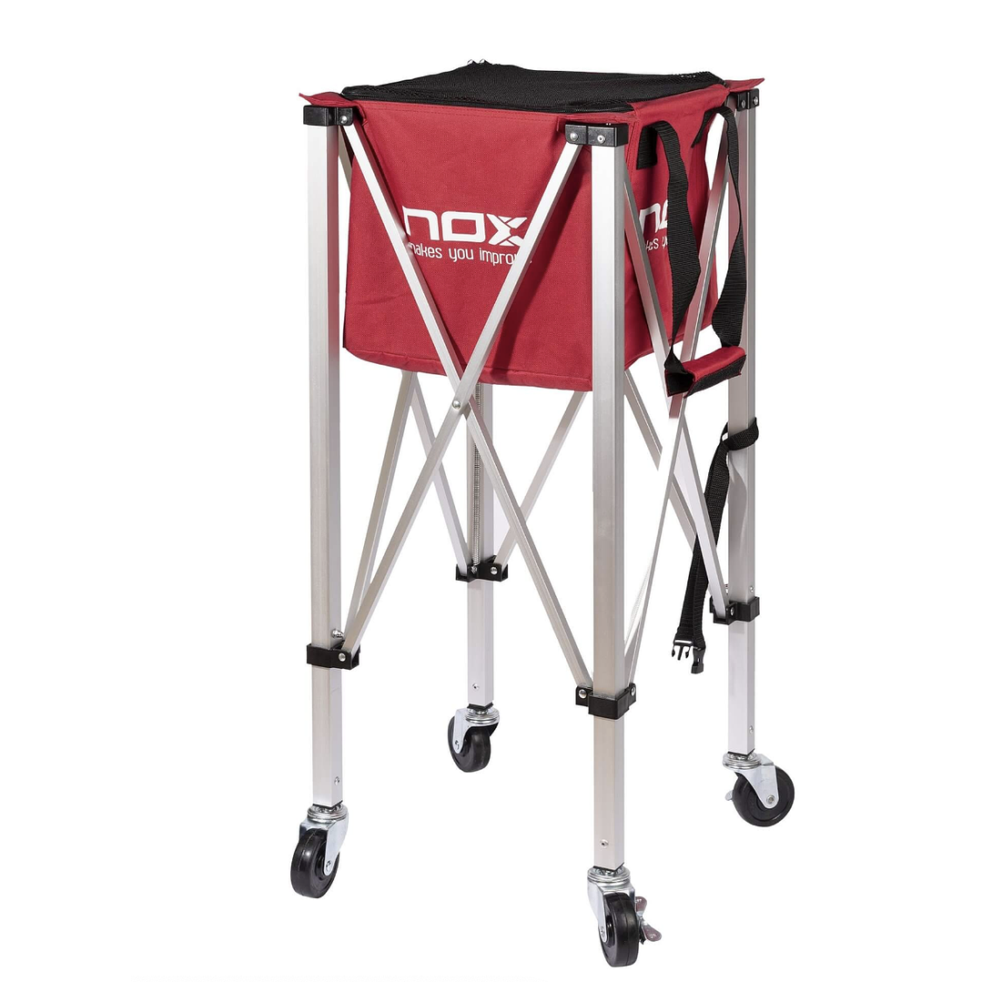 CANASTO DE PELOTAS NOX PLEGABLE CON RUEDAS ROJO