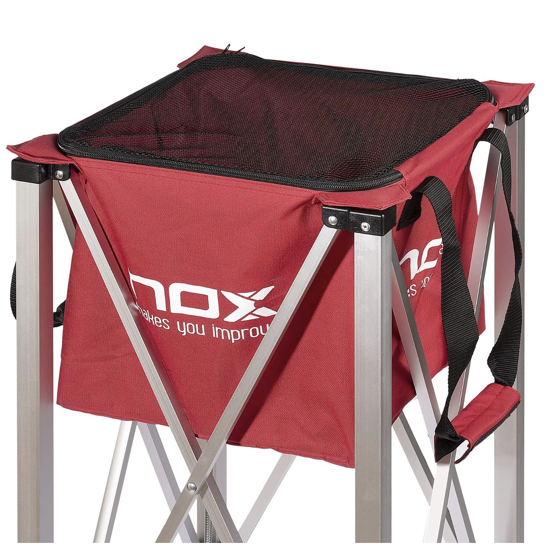 CANASTO DE PELOTAS NOX PLEGABLE CON RUEDAS ROJO